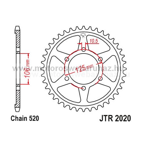 LÁNCKERÉK HÁTSÓ JT (JTR2020) 520-as LÁNCHOZ