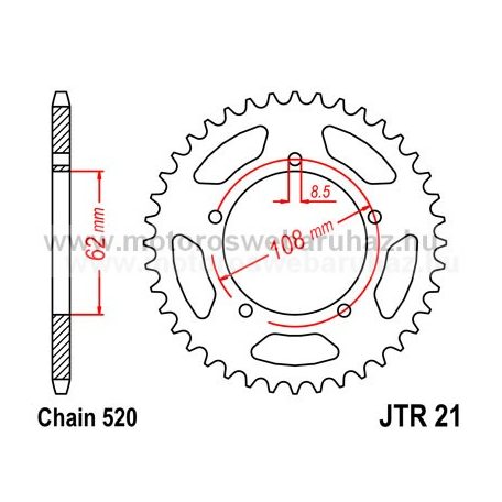 LÁNCKERÉK HÁTSÓ JT (JTR21) 520-as LÁNCHOZ