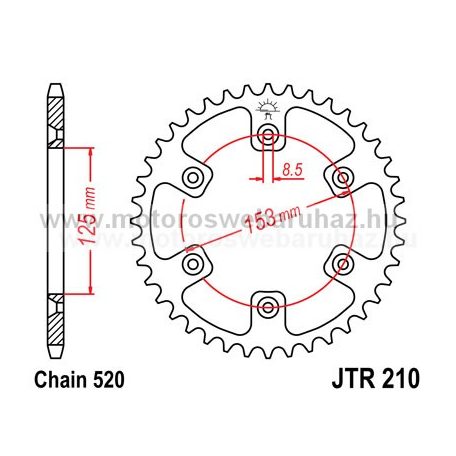 LÁNCKERÉK HÁTSÓ JT (JTR210) 520-as LÁNCHOZ