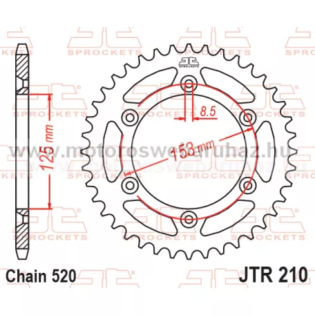 LÁNCKERÉK HÁTSÓ JT (JTR210) 520-as LÁNCHOZ