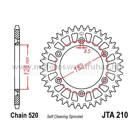 LÁNCKERÉK HÁTSÓ ALU JT (JTA210) 520-as LÁNCHOZ