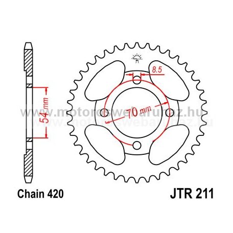 LÁNCKERÉK HÁTSÓ JT (JTR211) 420-as LÁNCHOZ