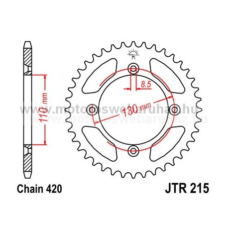 LÁNCKERÉK HÁTSÓ JT (JTR215) 420-as LÁNCHOZ