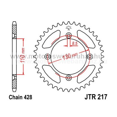 LÁNCKERÉK HÁTSÓ JT (JTR217) 428-as LÁNCHOZ