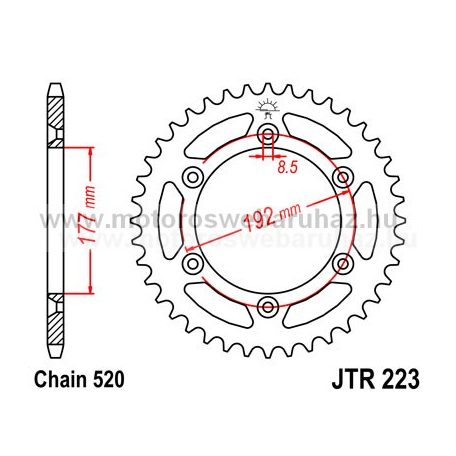 LÁNCKERÉK HÁTSÓ JT (JTR223) 520-as LÁNCHOZ