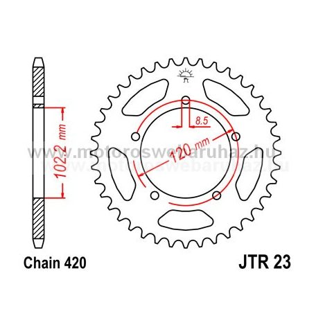 LÁNCKERÉK HÁTSÓ JT (JTR23) 420-as LÁNCHOZ