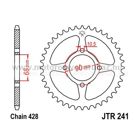 LÁNCKERÉK HÁTSÓ JT (JTR241) 428-as LÁNCHOZ