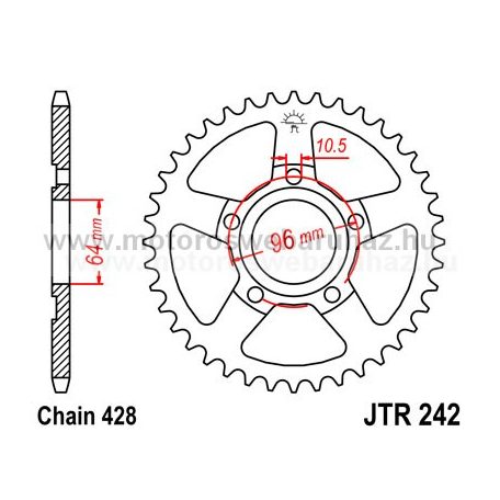 LÁNCKERÉK HÁTSÓ JT (JTR242) 428-as LÁNCHOZ