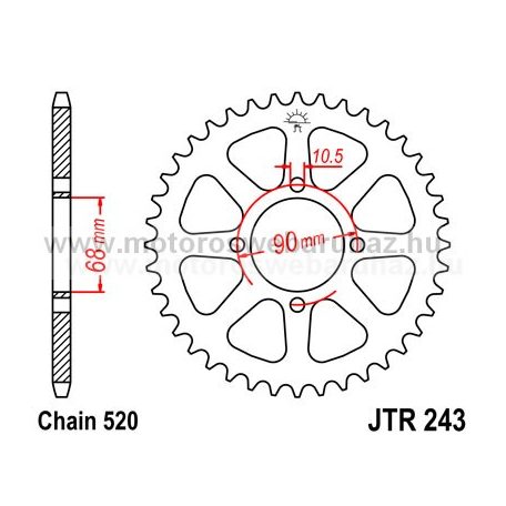 LÁNCKERÉK HÁTSÓ JT (JTR243) 520-as LÁNCHOZ