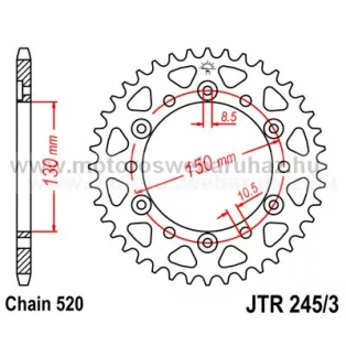 LÁNCKERÉK HÁTSÓ JT (JTR245/3) 520-as LÁNCHOZ
