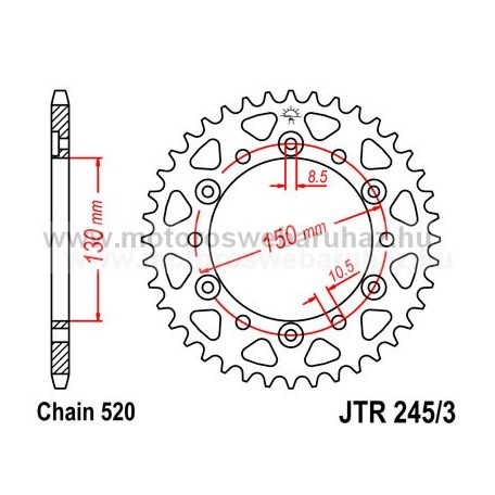 LÁNCKERÉK HÁTSÓ JT (JTR245/3) 520-as LÁNCHOZ