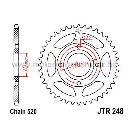 LÁNCKERÉK HÁTSÓ JT (JTR248) 520-as LÁNCHOZ