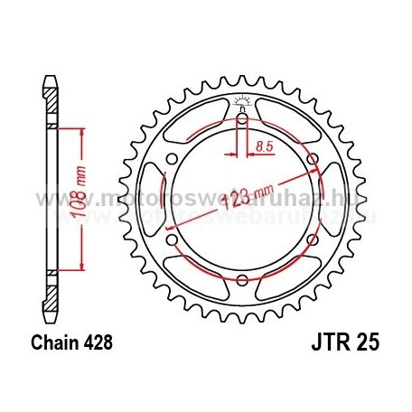 LÁNCKERÉK HÁTSÓ JT (JTR25) 428-as LÁNCHOZ