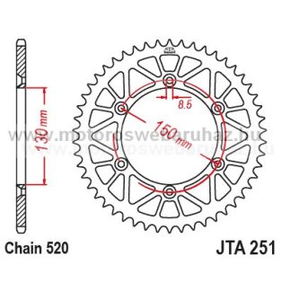   LÁNCKERÉK HÁTSÓ ALU JT (JTA251) 520-as LÁNCHOZ FEKETE/KÉK