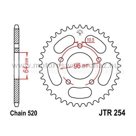 LÁNCKERÉK HÁTSÓ JT (JTR254) 520-as LÁNCHOZ