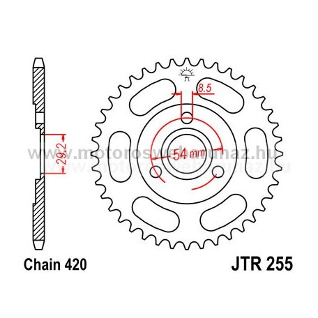 LÁNCKERÉK HÁTSÓ JT (JTR255) 420-as LÁNCHOZ