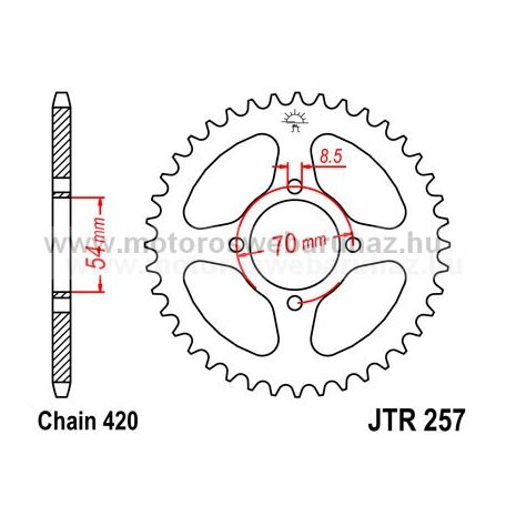 LÁNCKERÉK HÁTSÓ JT (JTR257) 420-as LÁNCHOZ