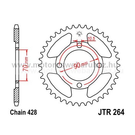 LÁNCKERÉK HÁTSÓ JT (JTR264) 428-as LÁNCHOZ