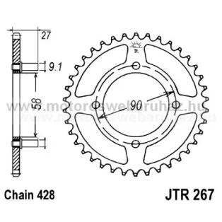 LÁNCKERÉK HÁTSÓ JT (JTR267) 428-as LÁNCHOZ