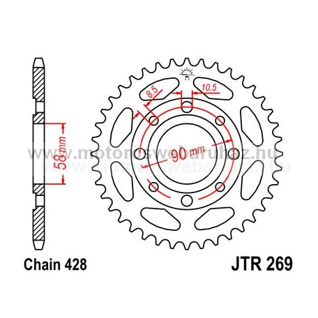 LÁNCKERÉK HÁTSÓ JT (JTR269) 428-as LÁNCHOZ