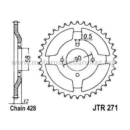 LÁNCKERÉK HÁTSÓ JT (JTR271) 428-as LÁNCHOZ