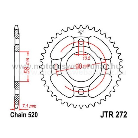 LÁNCKERÉK HÁTSÓ JT (JTR272) 520-as LÁNCHOZ