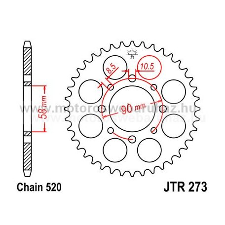 LÁNCKERÉK HÁTSÓ JT (JTR273/279) 520-as LÁNCHOZ