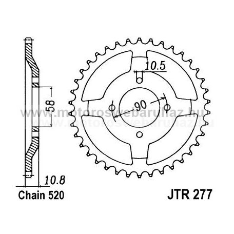 LÁNCKERÉK HÁTSÓ JT (JTR277) 520-as LÁNCHOZ