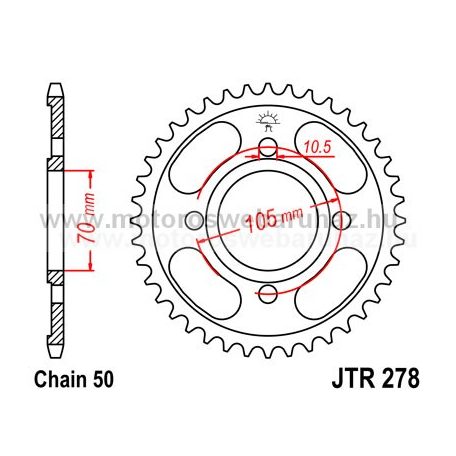 LÁNCKERÉK HÁTSÓ JT (JTR278) 530-as LÁNCHOZ