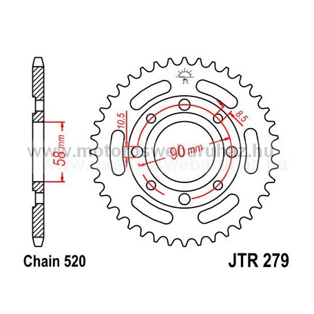 LÁNCKERÉK HÁTSÓ JT (JTR279/273) 520-as LÁNCHOZ