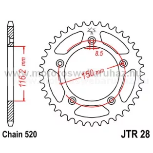 LÁNCKERÉK HÁTSÓ JT (JTR28) 520-as LÁNCHOZ