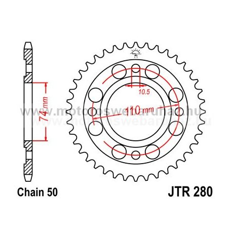 LÁNCKERÉK HÁTSÓ JT (JTR280) 530-as LÁNCHOZ