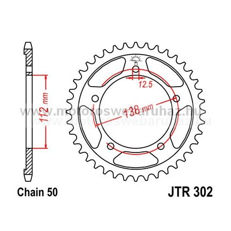 LÁNCKERÉK HÁTSÓ JT (JTR302) 530-as LÁNCHOZ