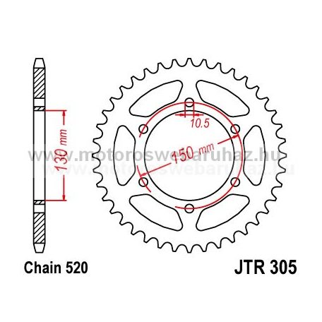 LÁNCKERÉK HÁTSÓ JT (JTR305) 520-as LÁNCHOZ