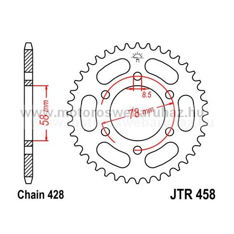 LÁNCKERÉK HÁTSÓ JT (JTR458) 428-as LÁNCHOZ