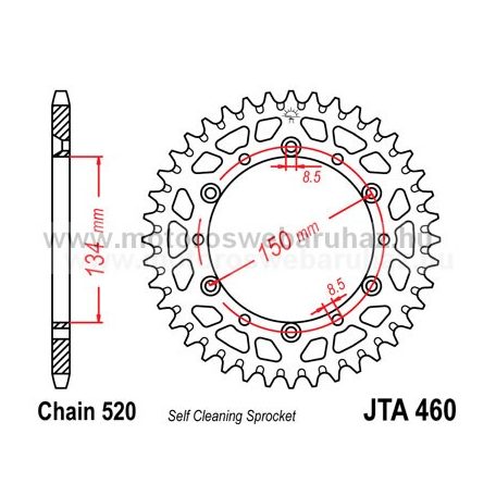 LÁNCKERÉK HÁTSÓ ALU JT (JTA460) 520-as LÁNCHOZ