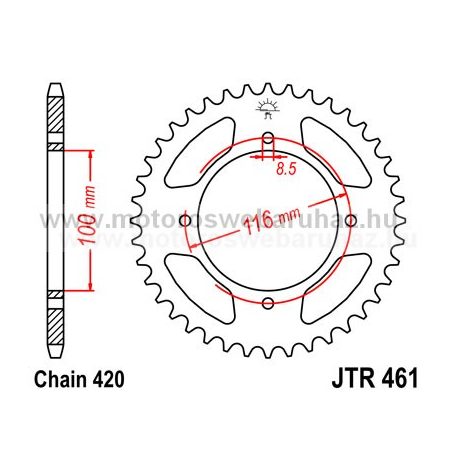 LÁNCKERÉK HÁTSÓ JT (JTR461) 420-as LÁNCHOZ