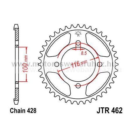 LÁNCKERÉK HÁTSÓ JT (JTR462) 428-as LÁNCHOZ