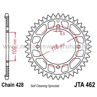 LÁNCKERÉK HÁTSÓ ALU JT (JTA462) 428-as LÁNCHOZ FEKETE