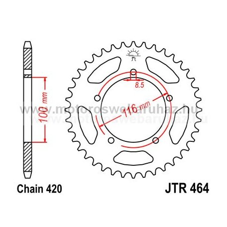 LÁNCKERÉK HÁTSÓ JT (JTR464) 420-as LÁNCHOZ