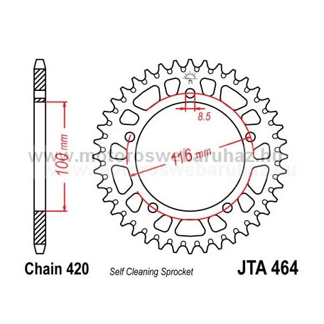 LÁNCKERÉK HÁTSÓ ALU JT (JTA464) 420-as LÁNCHOZ