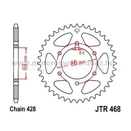 LÁNCKERÉK HÁTSÓ JT (JTR468) 428-as LÁNCHOZ