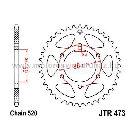 LÁNCKERÉK HÁTSÓ JT (JTR473) 520-as LÁNCHOZ