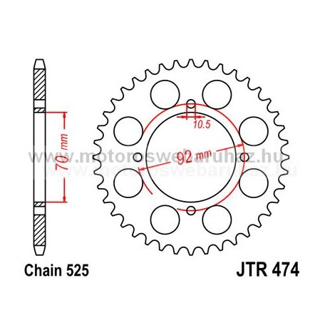 LÁNCKERÉK HÁTSÓ JT (JTR474) 525-ös LÁNCHOZ