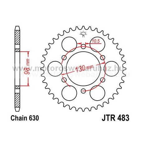 LÁNCKERÉK HÁTSÓ JT (JTR483) 630-as LÁNCHOZ