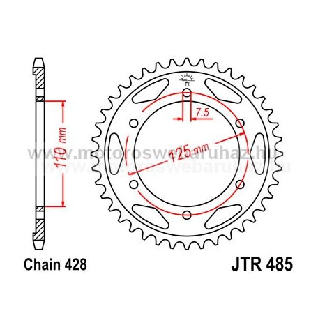 LÁNCKERÉK HÁTSÓ JT (JTR485) 428-as LÁNCHOZ