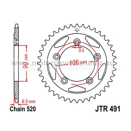 LÁNCKERÉK HÁTSÓ JT (JTR491) 520-as LÁNCHOZ