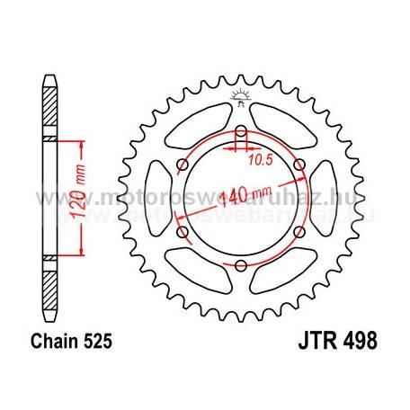 LÁNCKERÉK HÁTSÓ JT (JTR498) 525-ös LÁNCHOZ