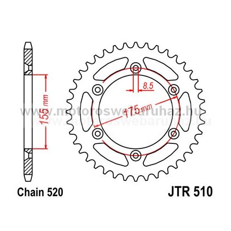 LÁNCKERÉK HÁTSÓ JT (JTR510) 520-as LÁNCHOZ