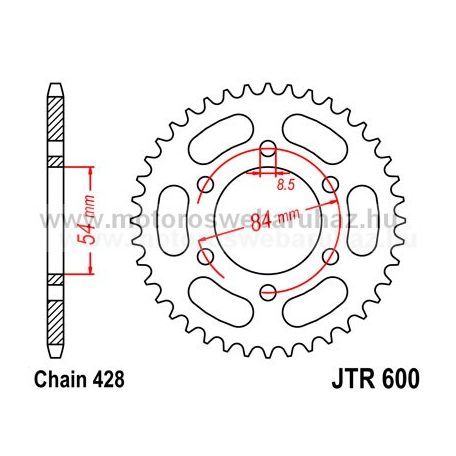 LÁNCKERÉK HÁTSÓ JT (JTR600) 428-as LÁNCHOZ